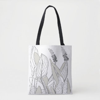 Bolso De Tela lovely tote with plant illustrations.