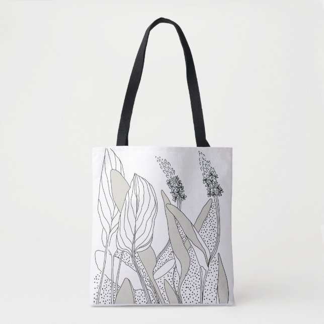 Bolso De Tela lovely tote with plant illustrations.  (Anverso)