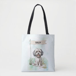 Bolso De Tela Lowchen Acuarela Personalizado Perro
