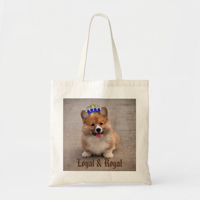 Bolso De Tela Loyal y Royal Corgi Puppy (Frente)