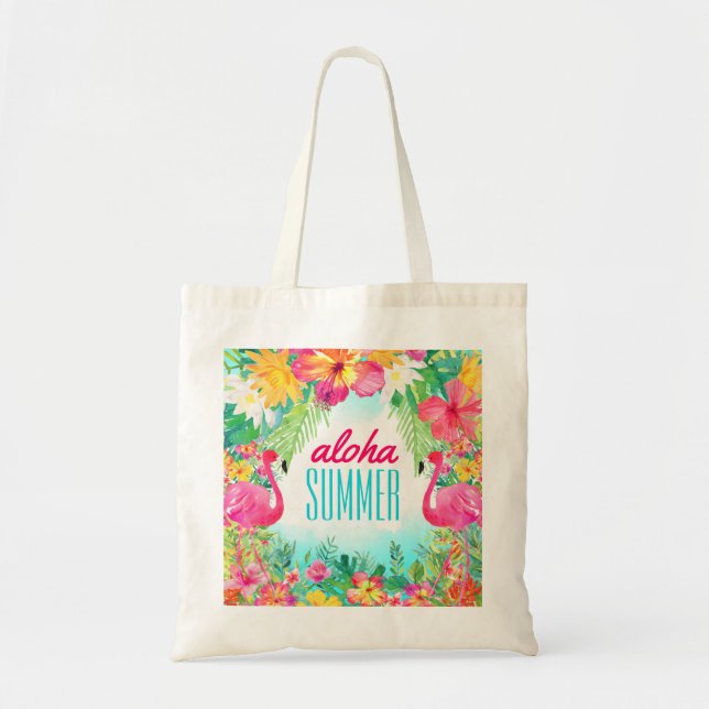 Bolso De Tela Luau Tropical Hawai Aloha Summer Fun (Frente)