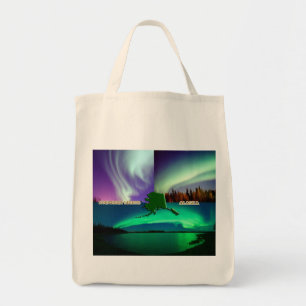 Bolso De Tela Luces boreales del Collage de Alaska