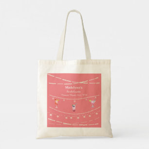 Bolso De Tela Luces de fiesta rosadas personalizadas para desped