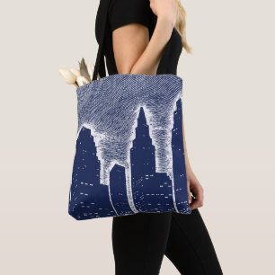 Bolso De Tela Luces de la ciudad nocturna paisaje urbano horizon