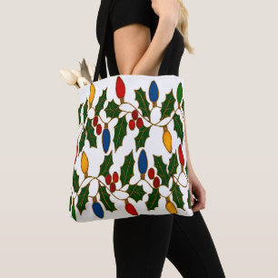 Bolso De Tela Luces de Navidad y Acebo de Arte Cloisonne
