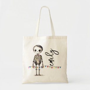 Bolso De Tela Luces de navidad y lindo esqueleto