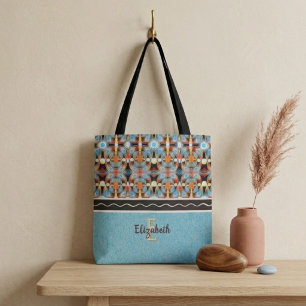 Bolso De Tela Luces Etéricas Amarillas, Naranjas, Azules y Negra
