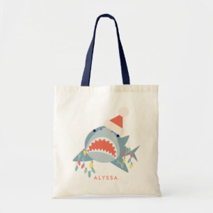 Bolso De Tela Luces navideñas de los Navidades de tiburón
