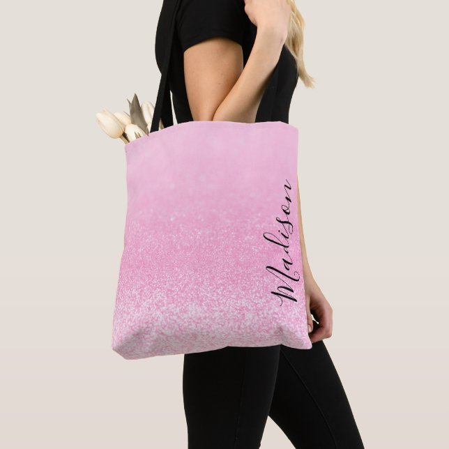 Bolso De Tela Luces Purpurinas rosas personalizadas (Detalle)