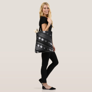 Bolso De Tela Luces Twinkle en blanco y negro