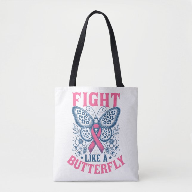 Bolso De Tela Lucha Como Conciencia Sobre El Cáncer De Mama Con  (Anverso)