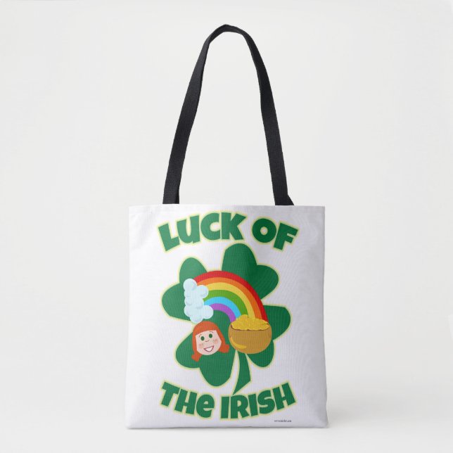 Bolso De Tela Lucky Irish Cute Shamrock Personalizado (Anverso)