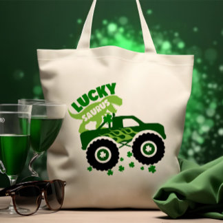 Bolso De Tela Lucky Saurus Rex Saint Patrick Dinosaur shamrock