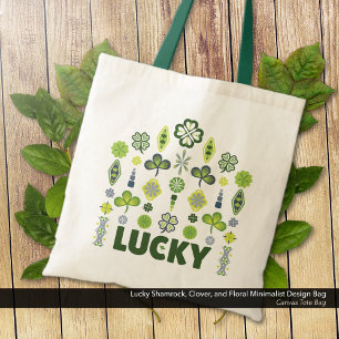 Bolso De Tela Lucky Shamrock Clover Floral Minimalista