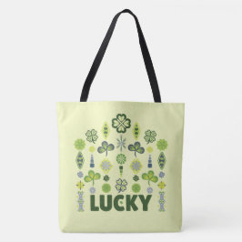 Bolso De Tela Lucky Shamrock Clover Patrón mínimo amarillo