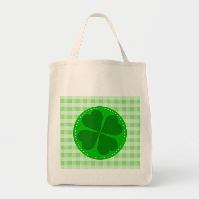 Bolso De Tela Lucky Shamrock Green Checkered (Frente)
