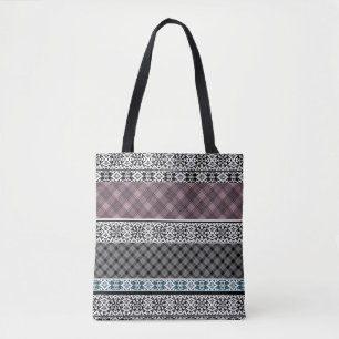 Bolso De Tela Lugar de corte marrón blanco y negro