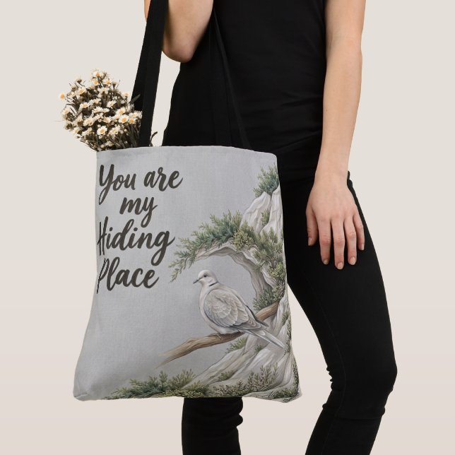 Bolso De Tela Lugar de Escondite - Salmo 32:7 (Detalle)