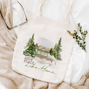 Bolso De Tela Lugar de nieve como vacaciones en casa de Navidade