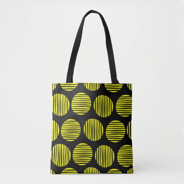 Bolso De Tela Lugares con lino 190917 - Amarillo sobre negro (Anverso)