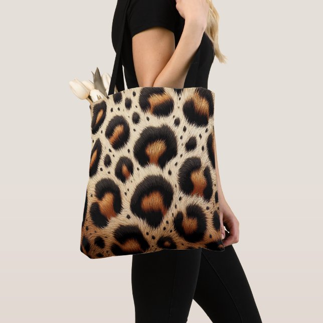 Bolso De Tela Lugares de impresión de animales de pieles beige y (Detalle)