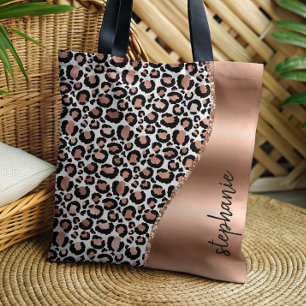 Bolso De Tela Lugares de leopardo glamurosos Rosa Dorado Metálic