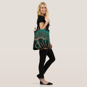 Bolso De Tela Lujo Art Déco verde esmeralda y latón