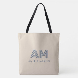 Bolso De Tela Lujo Minimalista Monograma en Beige de Arena