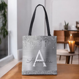 Bolso De Tela Lujo Monograma Elegante Brillante Plata
