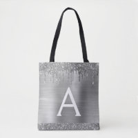 Lujo Monograma Elegante Brillante Plata Glitter
