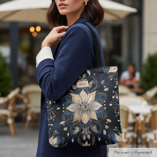 Bolso De Tela Lujo Naval Oro Floral