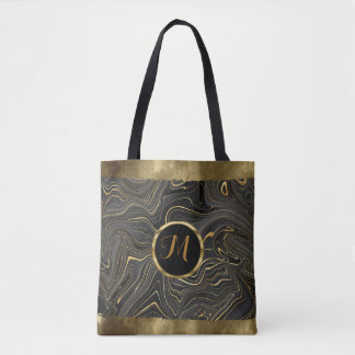 Bolso De Tela Lujo Tendencia Negro y Falso Ágata Dorado
