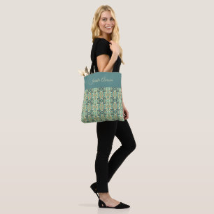 Bolso De Tela Lujo Verde Salvia Geométrico Tribal Sin Costuras