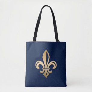 Bolso De Tela Lujosa flor de oro en la marina
