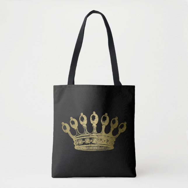 Bolso De Tela Lujoso Esoteric Gold Crown negro (Anverso)