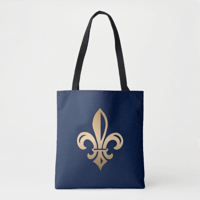 Bolso De Tela Lujoso Fleur de Lis en la Marina (Anverso)
