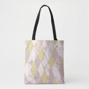 Bolso De Tela Lujoso Marble Golden Geométrico