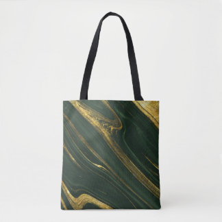 Bolso De Tela Lujoso Onyx Verde: Mármol Dorado.
