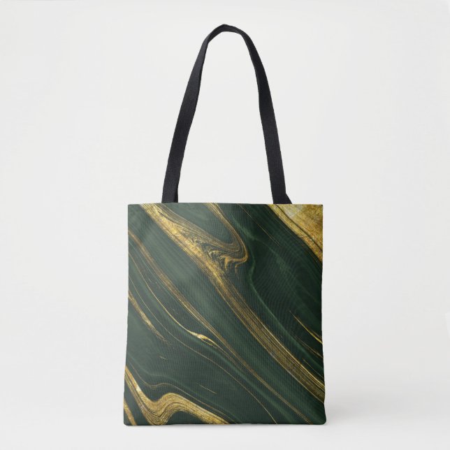 Bolso De Tela Lujoso Onyx Verde: Mármol Dorado. (Anverso)