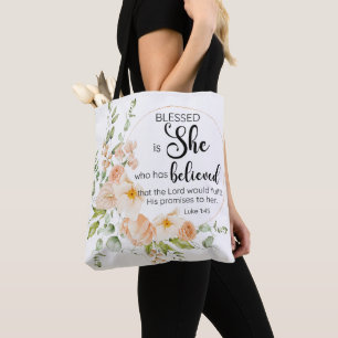 Bolso De Tela Luke 1:45 bendecido es su flor Naranja de primaver