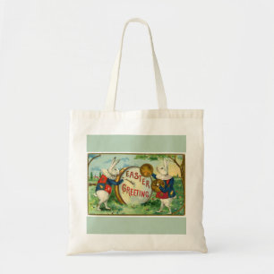 Bolso De Tela Luminosos conejos blancos de Pascua encienden Tote
