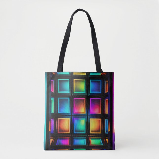 Bolso De Tela Luminous Grid Spectrum Tote (Anverso)
