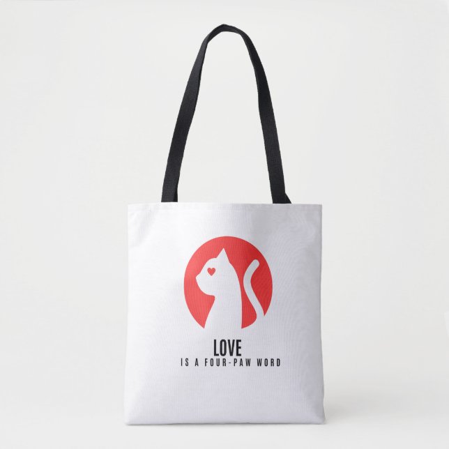 Bolso De Tela Luminous Love Cat Silhouette (Anverso)