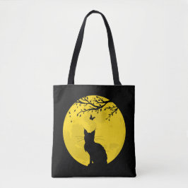 Bolso De Tela Luna amarilla de gato negro