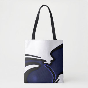 Bolso De Tela Luna Azul: Resumen azul, blanco y negro