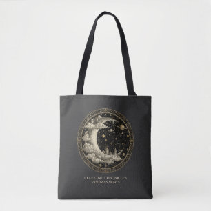 Bolso De Tela Luna creciente vintage con nubes, victoriano retro