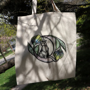 Bolso De Tela Luna De Flor De Gato De La Luna Cata Luna Floral G