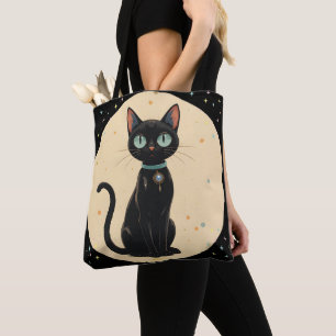 Bolso De Tela Luna de gato negro futurista atómico