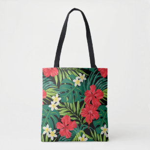 Bolso De Tela Luna Hibiscus Garden Hawaiian - Black Beach Bag