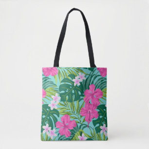 Bolso De Tela Luna Hibiscus Garden Hawaiian - Turq Beach Bag
